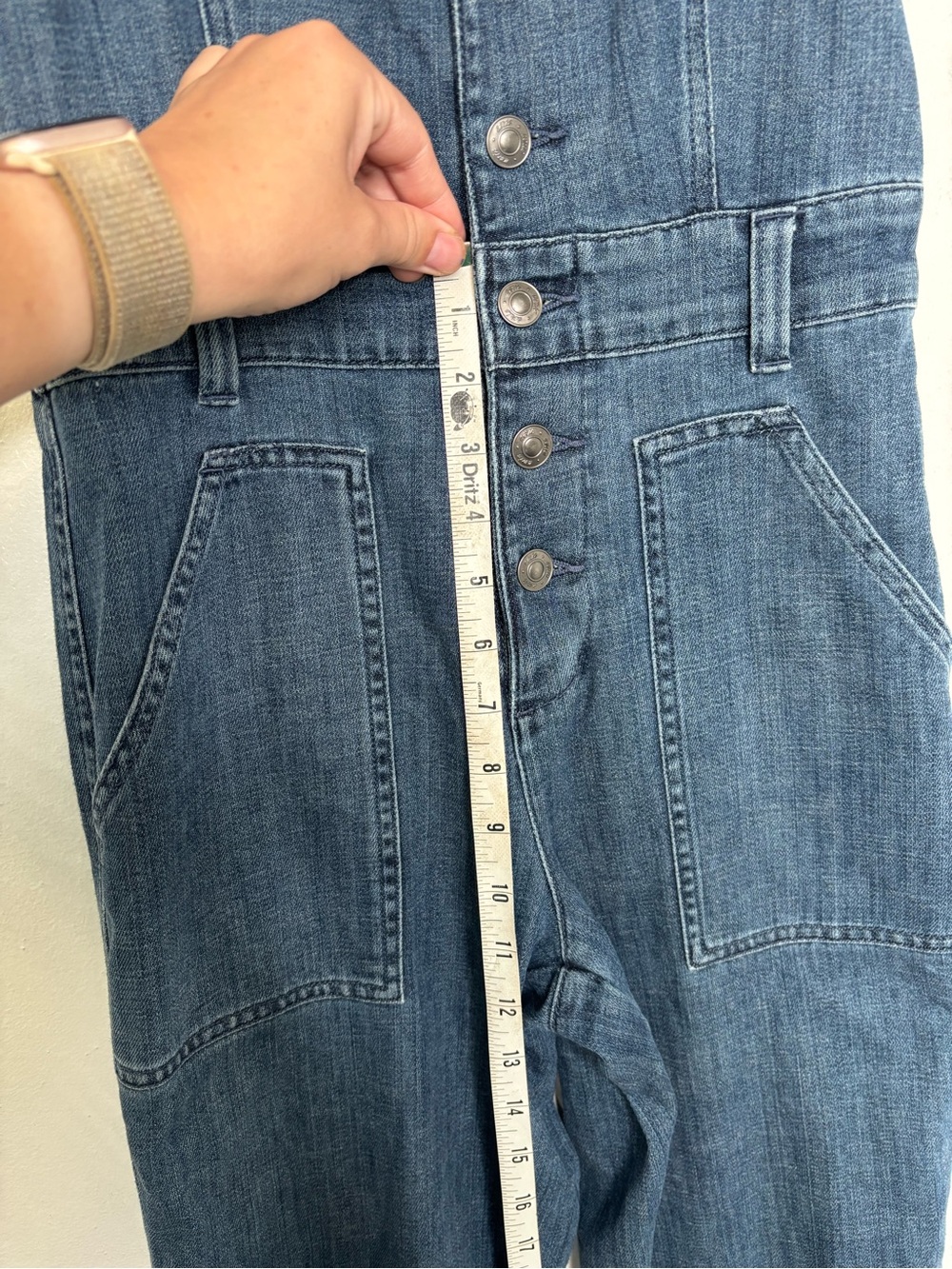 Aerie Denim Kick Flare Blue Denim Overalls Size XS - Picture 10 of 11